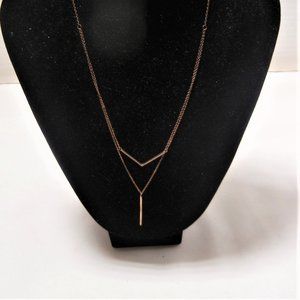 Chevron & Bar Dainty Copper Necklace 11 inches Long